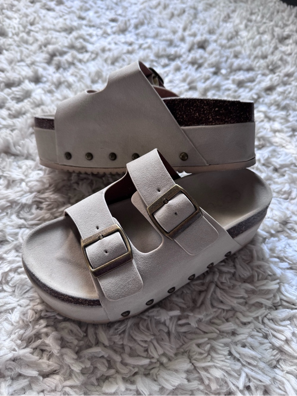 CCOCCI Cream Double-Buckle Platform Sandals